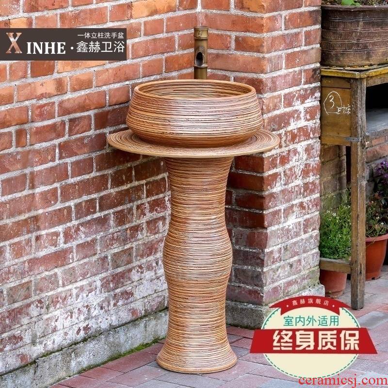 Ceramic pillar lavabo household small family toilet basin column is suing ground integrated art commode