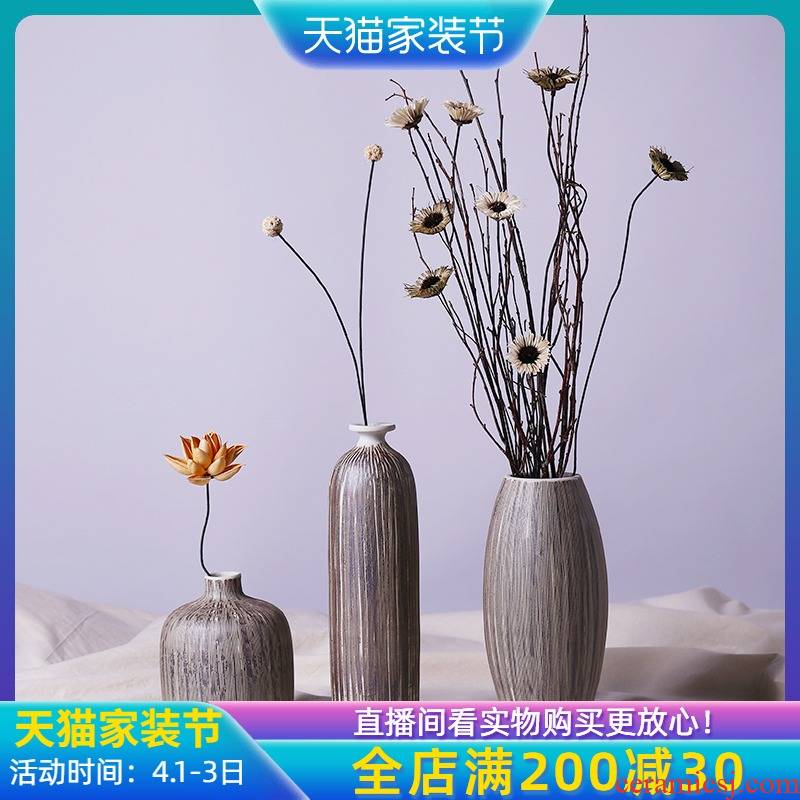 Three - piece suit of jingdezhen ceramic vases, flower implement I and contracted home living room TV cabinet mesa dried flower receptacle furnishing articles