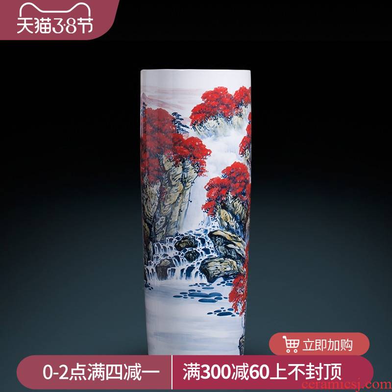 Jingdezhen ceramic vase hand - made high quiver landing big sitting room adornment furnishing articles word calligraphy and painting scroll cylinder to receive