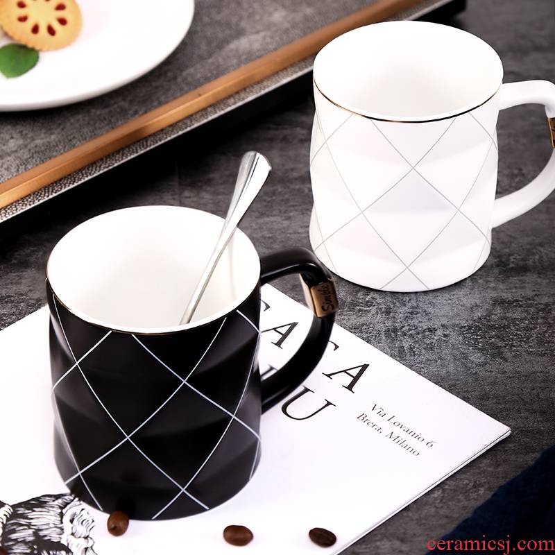 View the song song of jingdezhen modern office handles the simple black and white ceramic cup keller cup glaze teacup