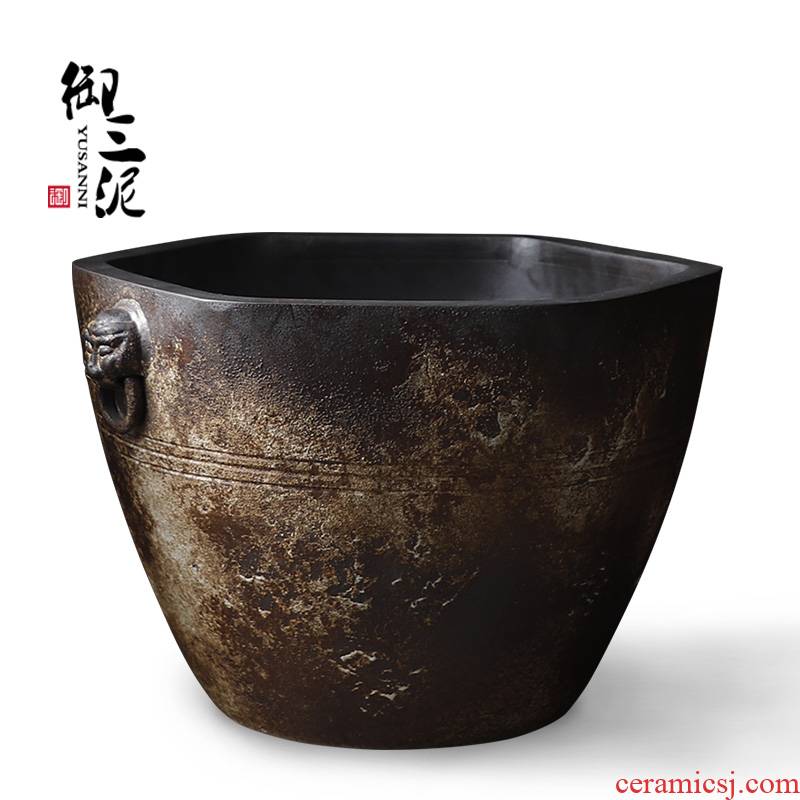Jingdezhen ceramic goldfish bowl zen furnishing articles in plutus courtyard hexagonal tank water feng shui cornucopia pool