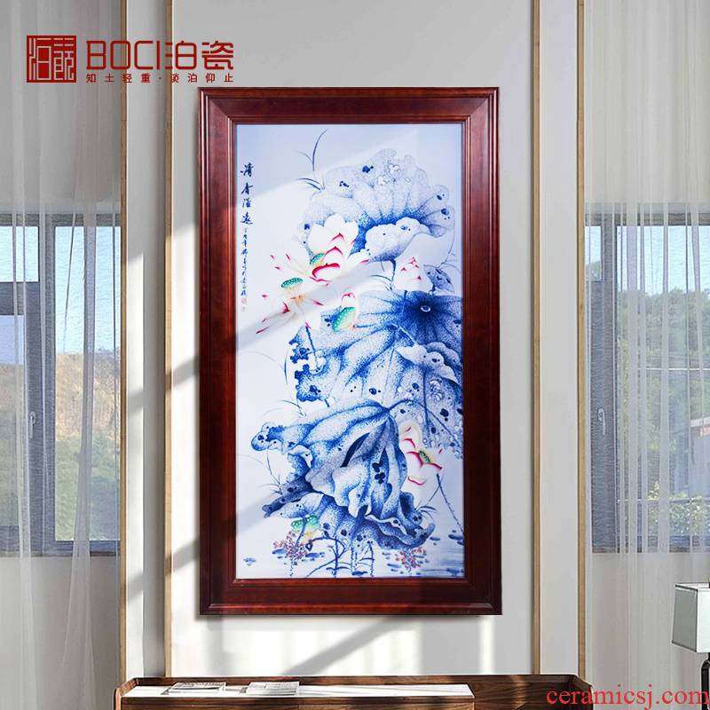 Jingdezhen ceramic hand - made famille rose decoration porcelain plate painting fragrance overflowing far hanging in the sitting room to collect furnishing articles
