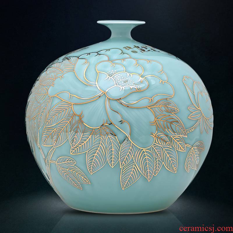 The Master of jingdezhen ceramics vase hand - made green glair see pomegranate bottle of large Chinese style furnishing articles sitting room adornment