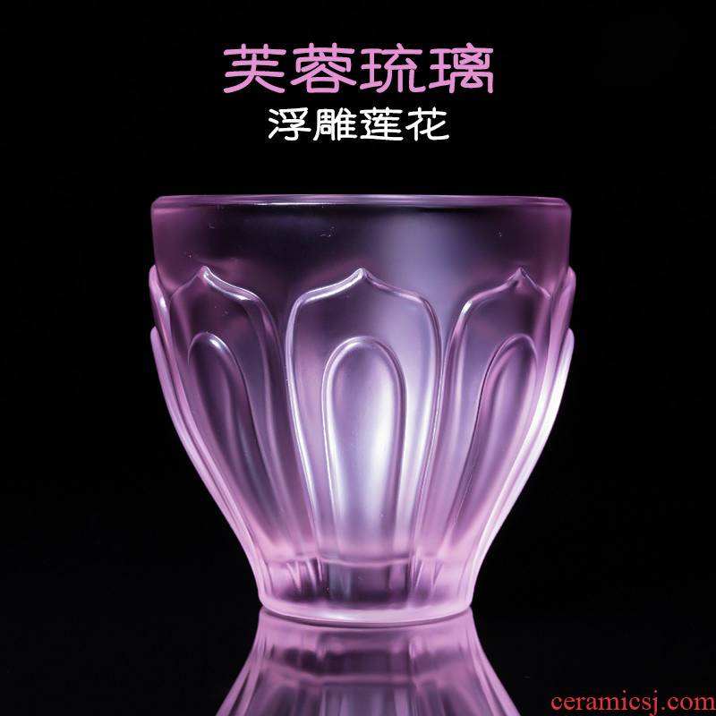 XUANYU/hin reputation ceramic lotus coloured glaze teacup tea master cup single cup transparent large with thick glass
