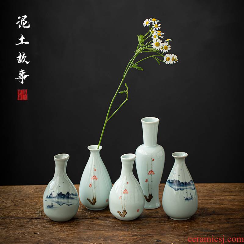 Earth story longquan celadon all manual hand - made flowers in hand flower implement creative ceramic vase act the role ofing is tasted furnishing articles