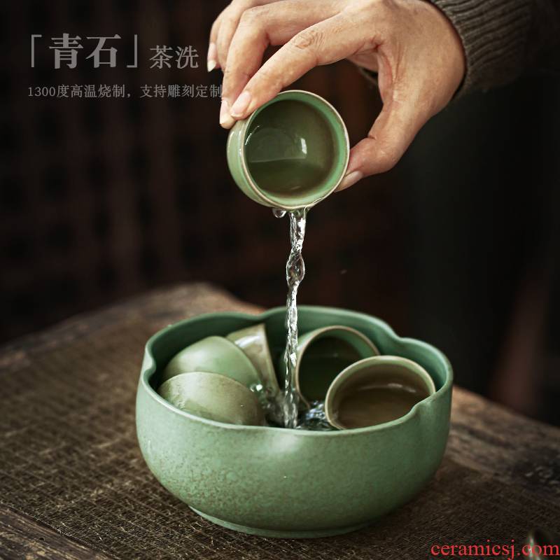 ShangYan Japanese ceramic tea wash to kung fu tea accessories cup for wash washing water jar to restore ancient ways writing brush washer fruit bowl