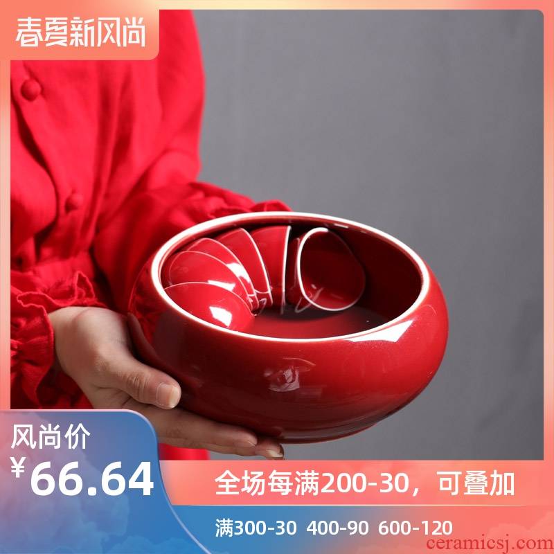 Poly real (sheng kung fu tea set ji red large tea to wash to the ceramic water fittings of hydroponic flower pot for wash bowl of water jar tea cups