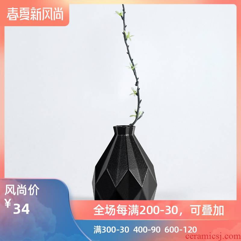Poly real sheng flower implement flower place flowers restore ancient ways of black tea floret bottle coarse pottery creative home decoration high - quality goods