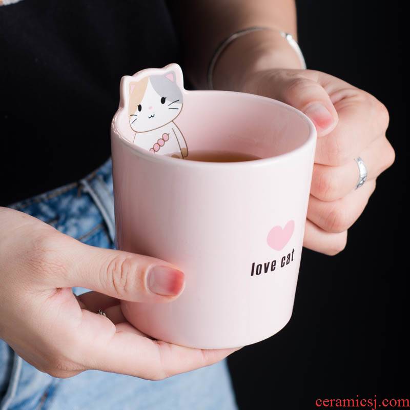 European cup express creative female students move trend of household ceramic cup keller picking coffee cup