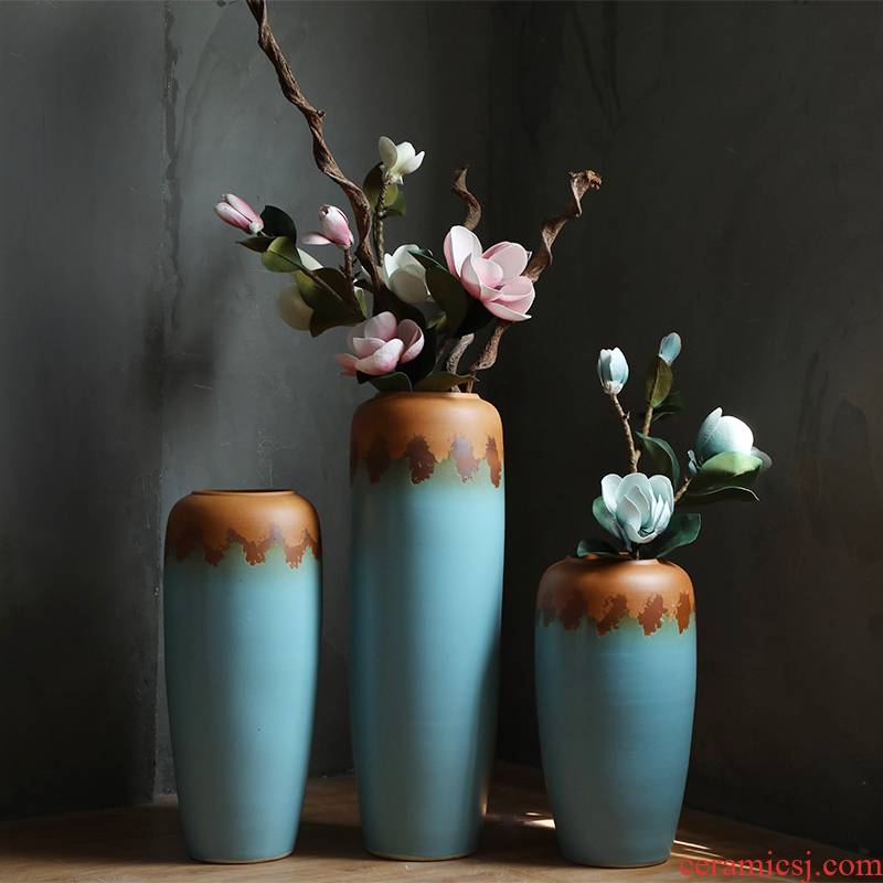 Contracted and I big blue European - style ceramics vase furnishing articles flower arrangement sitting room ground POTS hotel home decoration