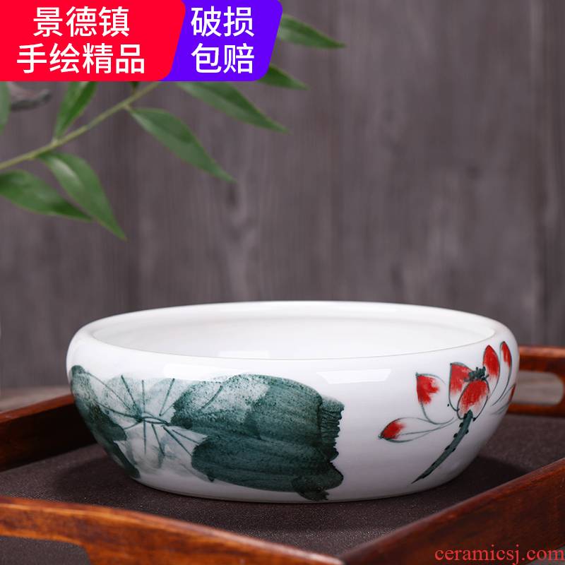 Jingdezhen ceramic aquarium tank tortoise raise a goldfish bowl bowl lotus cylinder cylinder water lily lotus sitting room place