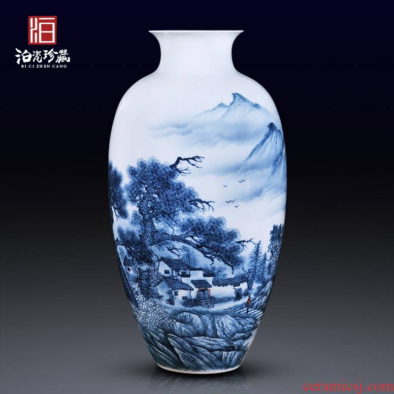 Jingdezhen ceramics hand - made dried flowers large blue and white porcelain vase of new Chinese style porch decoration crafts are sitting room