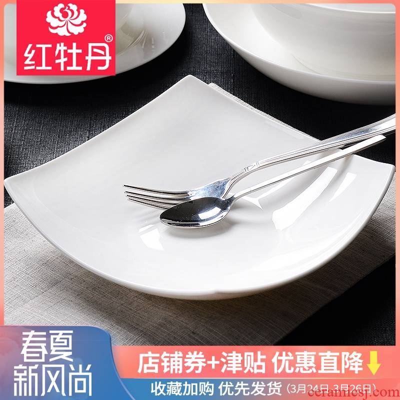 Tangshan ipads porcelain tableware pure white fish dish dish dish dish FanPan plates plate beefsteak dish deep bowl dish of household