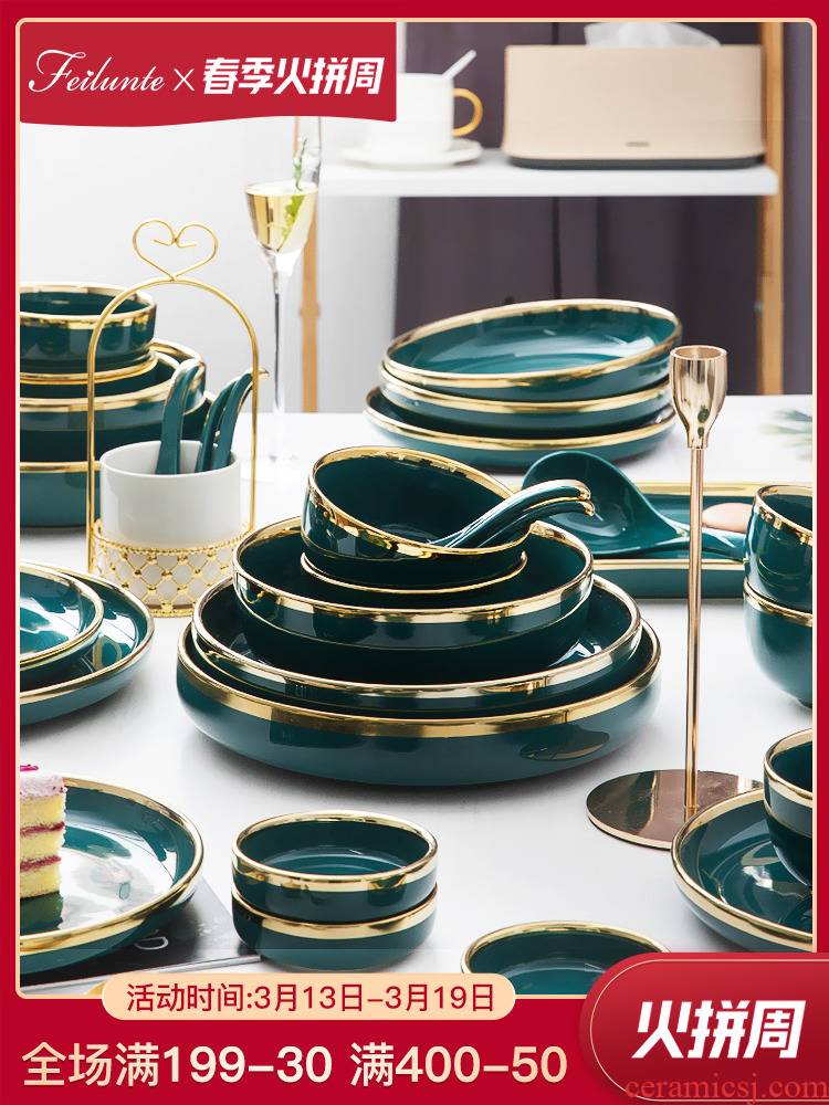 Fiji trent Nordic light ceramic dishes suit household creative move excessive web celebrity ins tableware bowl dish bowl chopsticks