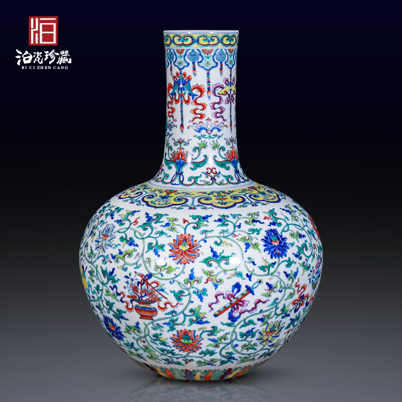 Jingdezhen ceramic antique colors fights the lotus flower sweet celestial sphere and large vases, decorative home furnishing articles collection of new Chinese style