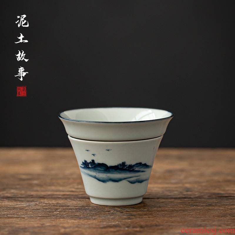 Earth story jingdezhen antique hand - made water filter kung fu tea tea with manual screen) the saucer