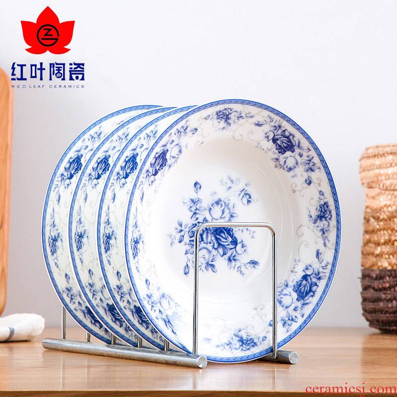 The Red leaves of jingdezhen ceramic creative dishes dish suits for breakfast plate plate salad plate ceramic pasta dish
