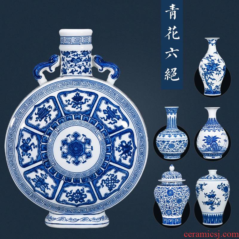 Jingdezhen ceramics antique Chinese blue and white porcelain vases, flower arrangement sitting room TV ark adornment Chinese wind furnishing articles