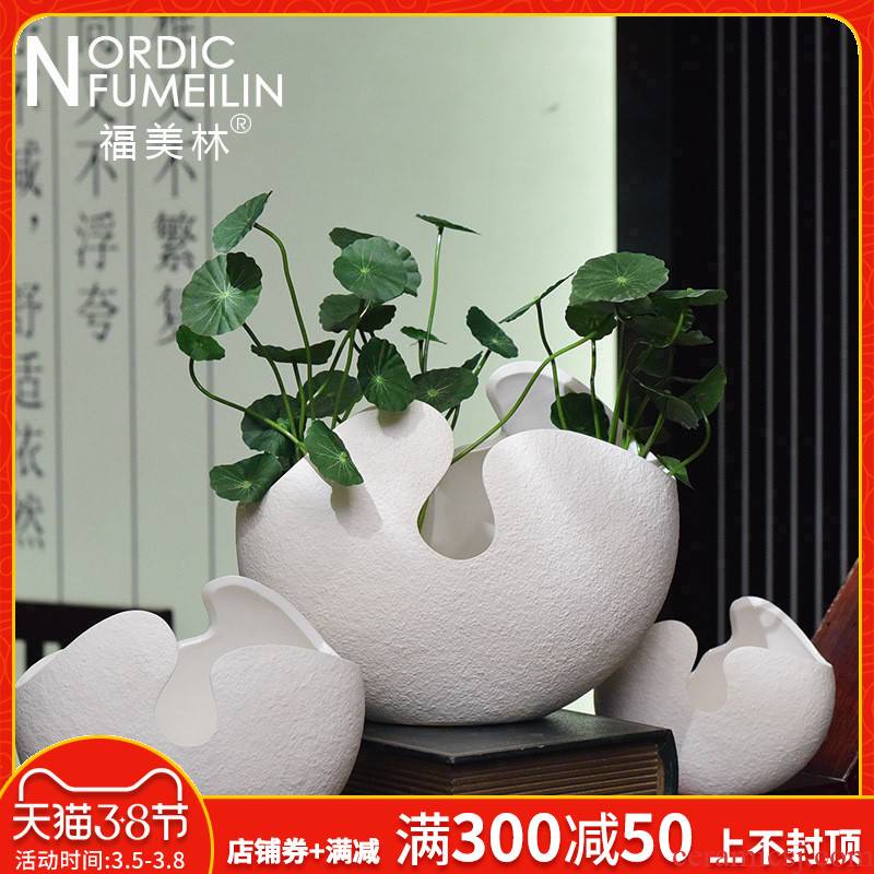 Nordic contracted and I white ceramic vase three - piece furnishing articles dried flowers flower arrangement desktop hydroponic flower receptacle