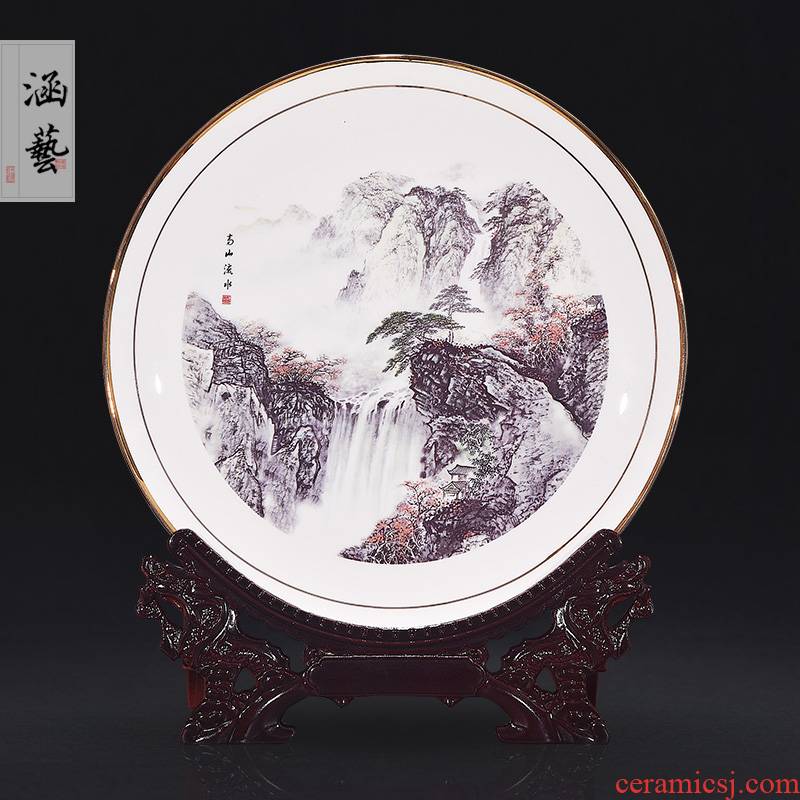 Jingdezhen ceramic famille rose picked adornment hang dish sit plate of Chinese style household, sitting room porch handicraft furnishing articles