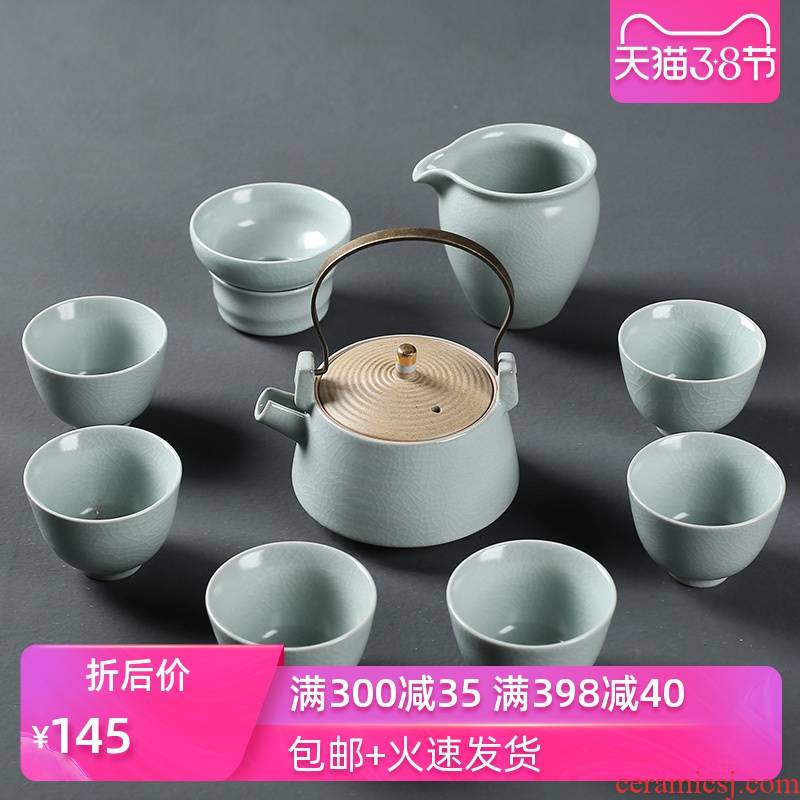 Poly real (sheng your up tea set teapot teacup hand - made ceramic household girder branches contracted the porcelain kung fu tea set