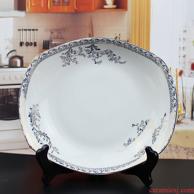 Minsheng ceramics swan lake boat form plate of gold and silver tableware and 9 inches square pad fish dish shape fashion plate length