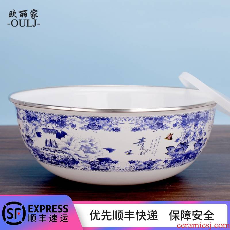 Enamel Enamel porcelain porcelain preservation bowl bowl with cover Enamel soup bowl mercifully rainbow such as to use the refrigerator to use of Enamel preservation bowl