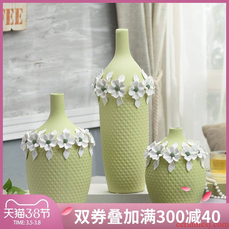 Ceramic vase furnishing articles three - piece little pure and fresh and creative home I and contracted Europe type TV ark, sitting room adornment