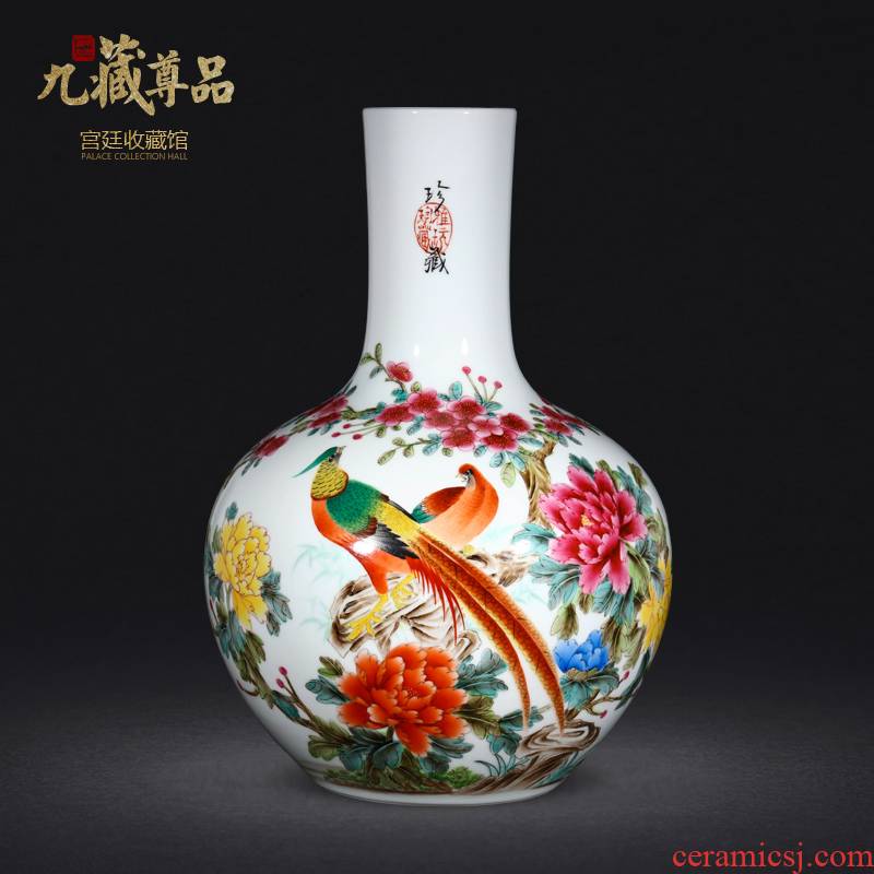 Jingdezhen ceramics vase hand - made pastel brocade prosperous sitting room of Chinese style household adornment gift porcelain collection