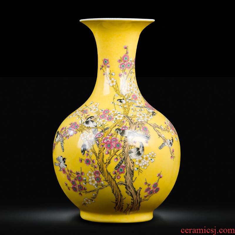 Jingdezhen ceramics design modern vogue to live in the living room beaming pastel yellow vase new home furnishing articles