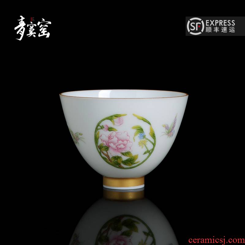 Green sample tea cup of was up with jingdezhen ceramic masters cup tea cups tea cup "women, pure hand by hand