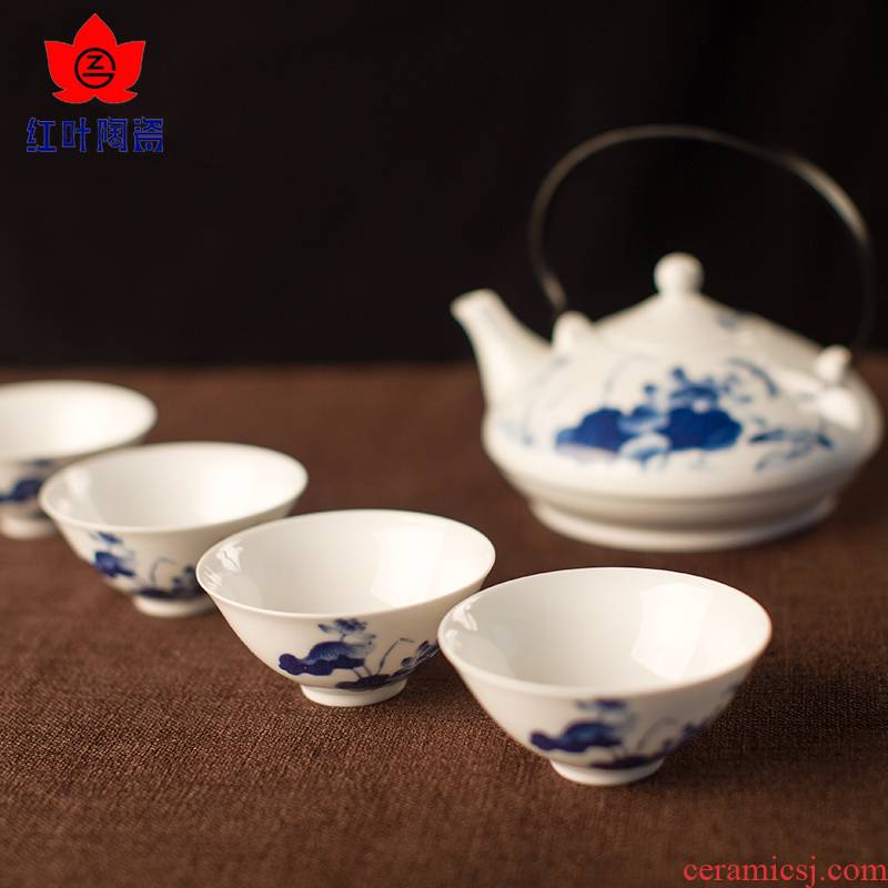 Red porcelain jingdezhen porcelain of a complete set of kung fu tea set the teapot teacup tea home nine head clear