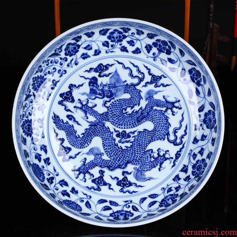 Furnishing articles offered home - cooked hand - made decorative plate of blue and white porcelain in jingdezhen porcelain tableware market checking ceramic fruit bowl