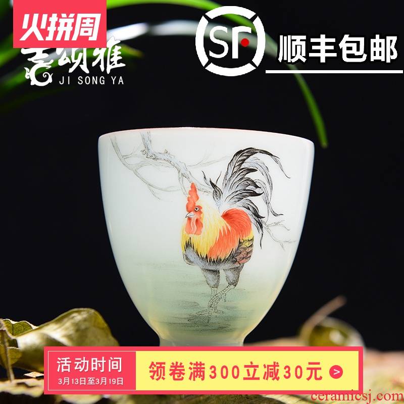 Jingdezhen ceramic hand - made rooster CPU heat - resistant cup personal kung fu tea cups new see colour master cup sample tea cup tea sets