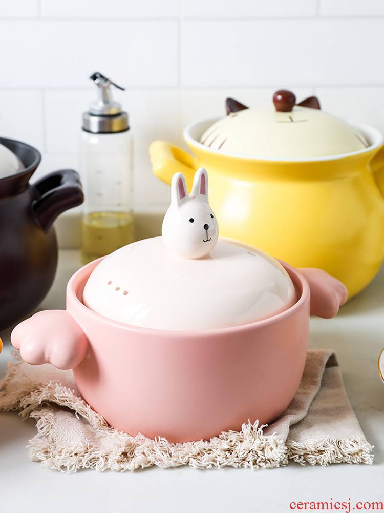 Boss the month of familiar cartoon animals crock pot creative express cat rabbit household ceramic stew soup simmering saucepan