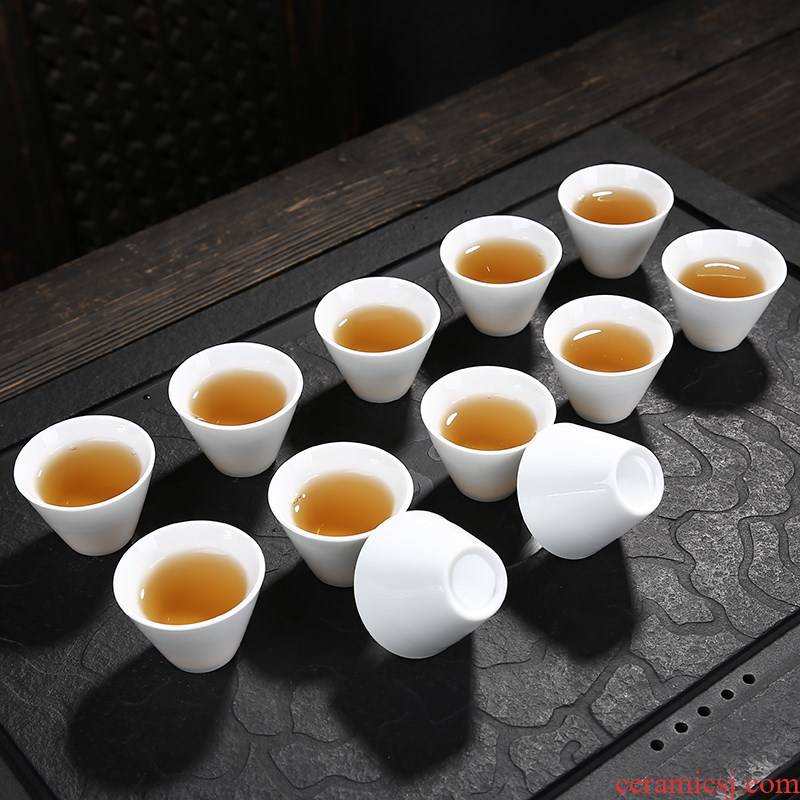 12 small tea tea white porcelain cup sample tea cup ice crack cup kung fu tea tea pure white ceramic cup