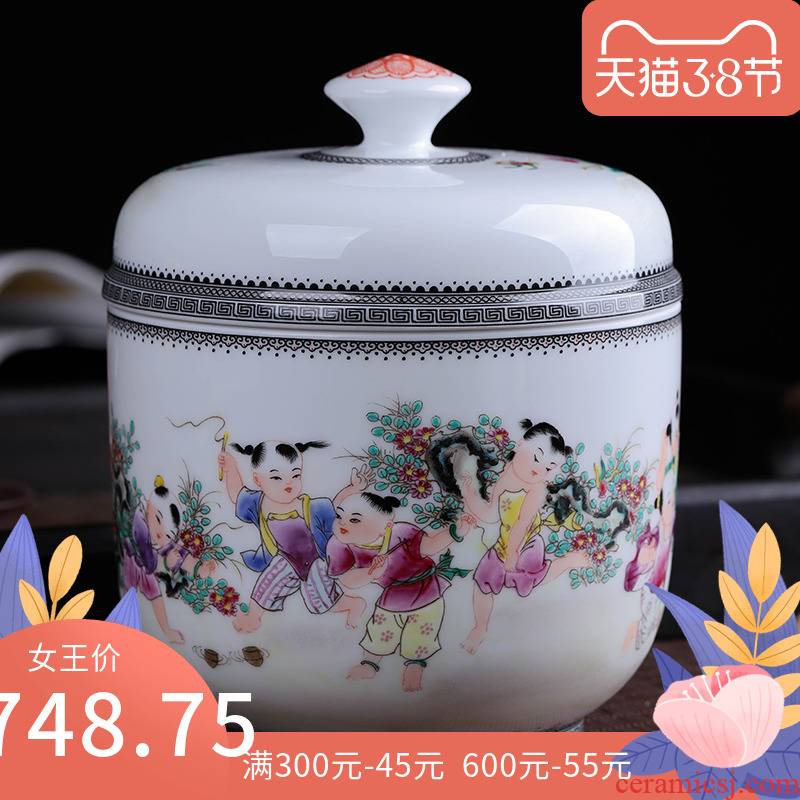 The ancient philosophers graph caddy fixings of jingdezhen ceramics large storage tank receives tea tea set household restoring ancient ways