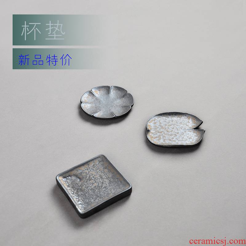 Wynn hui ceramic cups supporting up coarse pottery glaze creative kung fu tea cup pad metal tea tea taking of spare parts