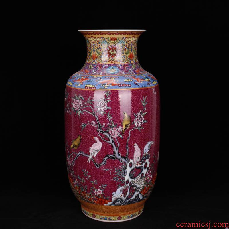 Jingdezhen imitation qianlong colored enamel painting of flowers and idea for gourd vase vases, antique Chinese antique living room a study place