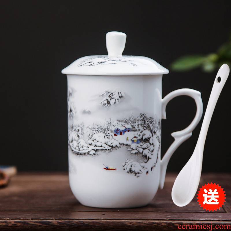 Jingdezhen ceramic cups with cover cup ipads porcelain cup home make tea cup men 's office and ms cups