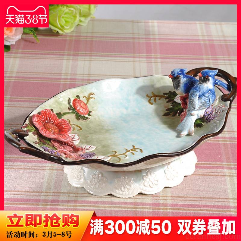 The magpies Chinese fruit bowl sitting room tea table creative ceramic fruit bowl place bridal wedding wedding gift ornament