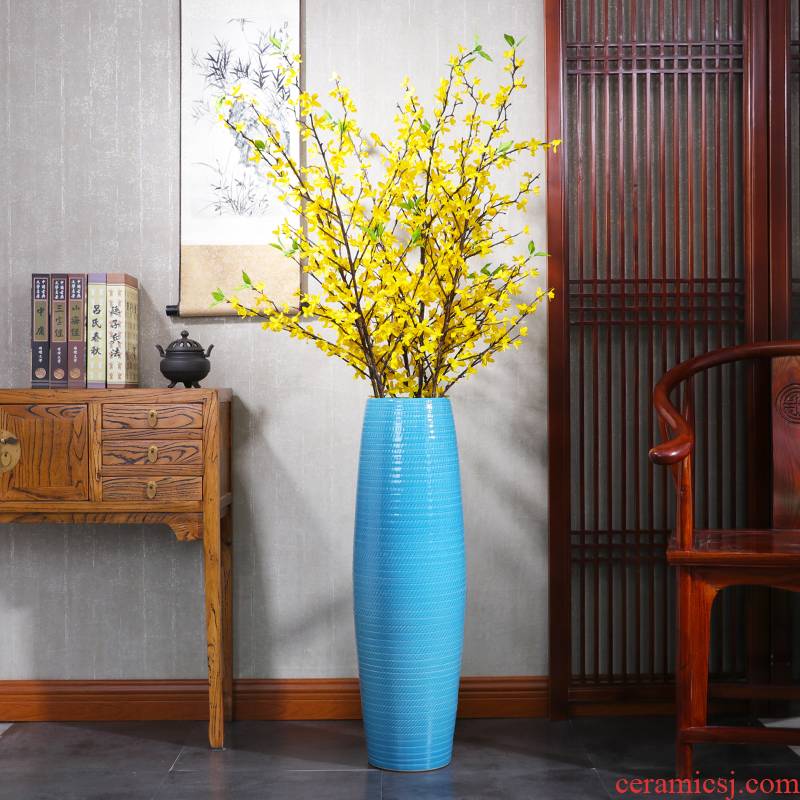 Chinese ceramic vase large blue porcelain landing large villa hotel home sitting room porch decoration furnishing articles