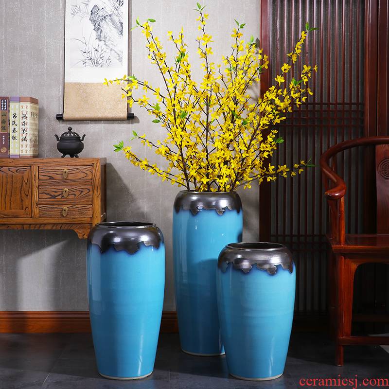 Large ceramic vase furnishing articles porch dried flower arranging flowers sitting room hotel villa decoration European contracted creative decorations