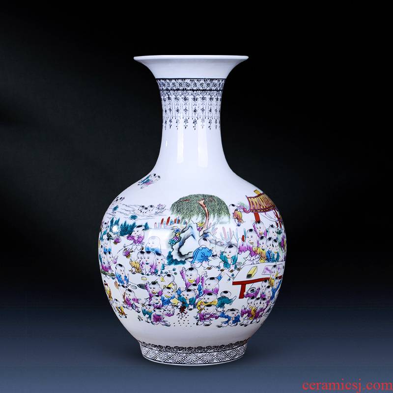 Jingdezhen ceramics powder enamel the ancient philosophers figure vase flowers in modern home decoration of Chinese style living room handicraft furnishing articles
