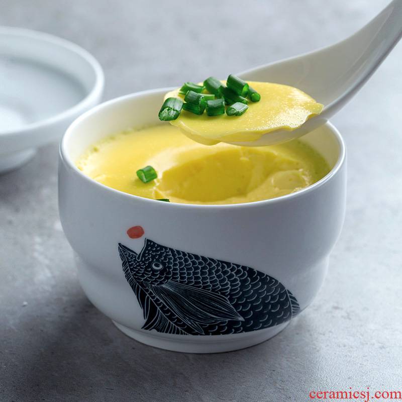 Japanese steamed egg bowl of household microwave oven with cover ceramic bowl custard dessert bowl of soup cup for cup chicken soup bowl dishes
