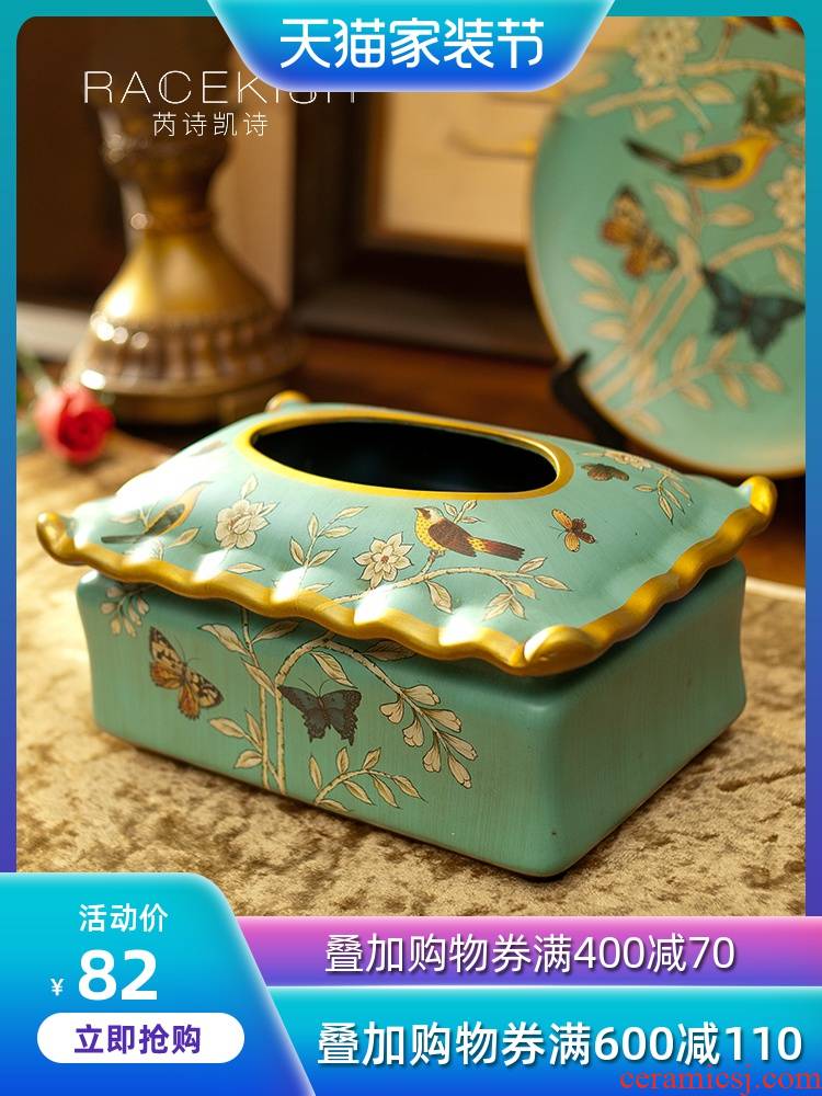 American country tissue box European rural smoke box sitting room tea table soft outfit ceramic household adornment restoring ancient ways furnishing articles