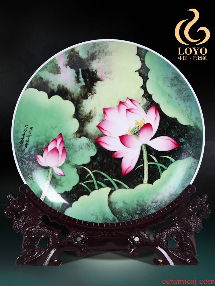 Jingdezhen ceramics furnishing articles hanging dish sitting room of Chinese style household decorative plate twinkle detoxicating detumescence of watercolors painting