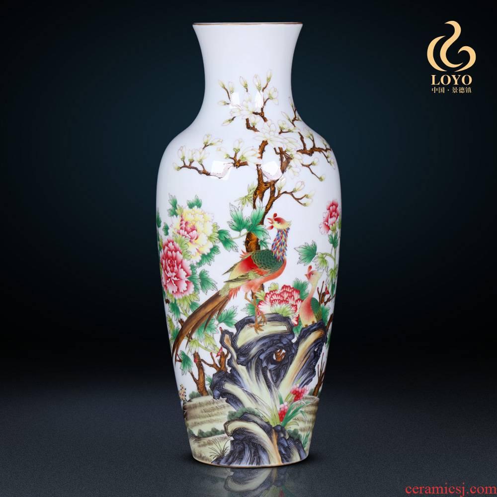 Jingdezhen ceramics imitation the qing qianlong pastel notes tong prosperous fishtail vase archaize of Chinese style household act the role ofing is tasted furnishing articles