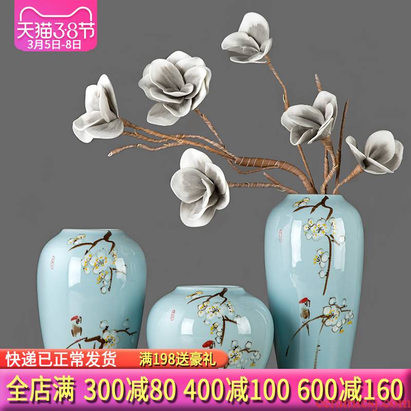 Modern new Chinese style three - piece furnishing articles of jingdezhen ceramics, vases, flower arranging zen sitting room porch decoration