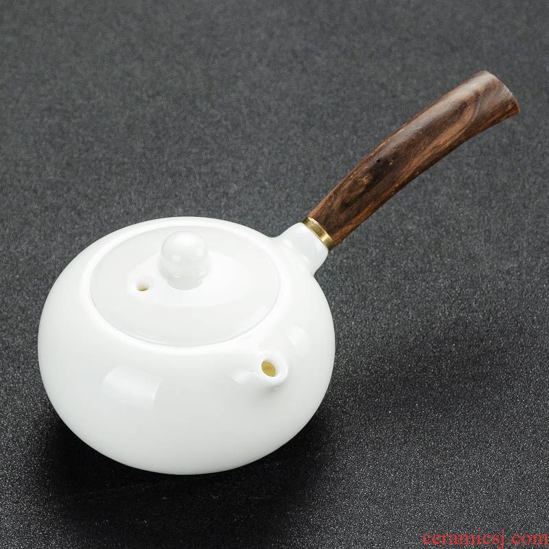 NiuRenDe turn white porcelain side of kung fu with wooden handle teapot ceramic home office teapot tea tea accessories